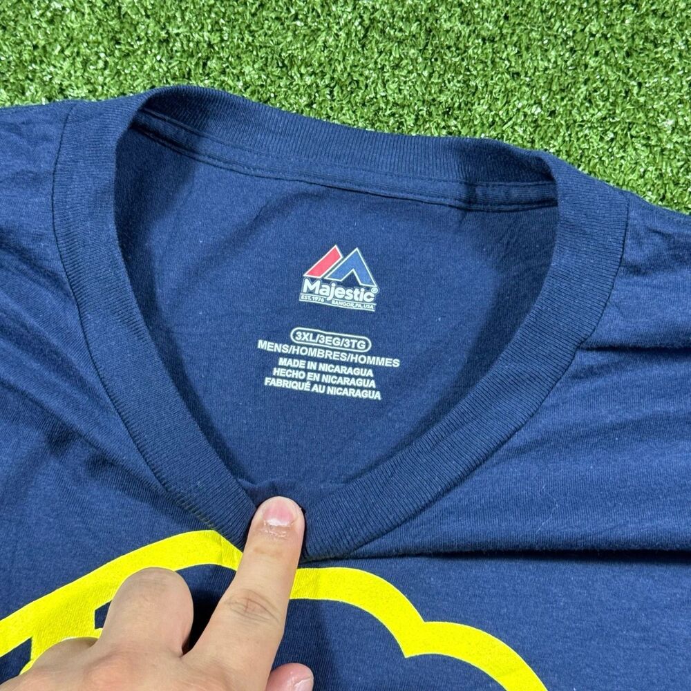 Majestic Milwaukee Brewers Men Blue Tee Shirt 3XL New In Bag!! - Picture 3 of 10